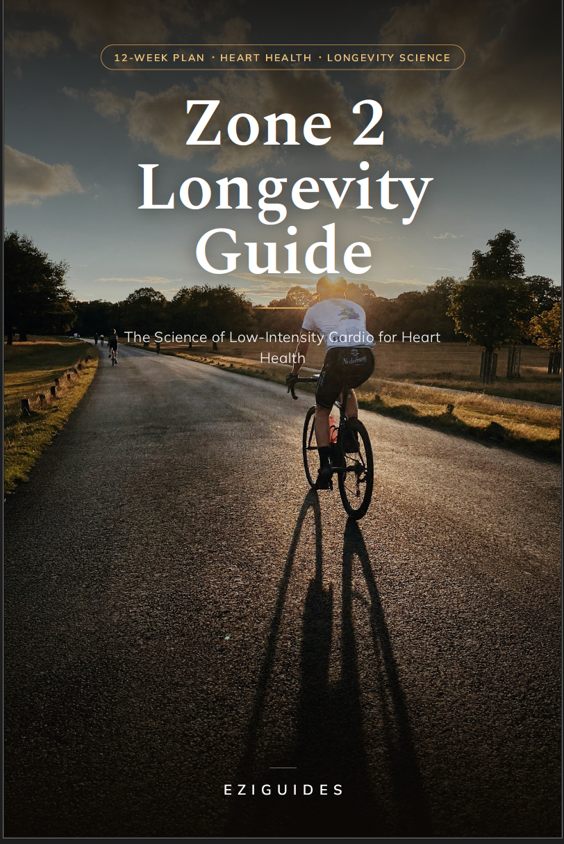 Cover of Zone 2 Longevity Guide, a digital PDF book on low-intensity cardio for heart health and cellular aging.